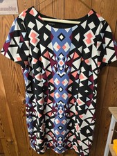 Talbots Petite 16P Geomteric abstract print Short Sleeve Knee Length Dress