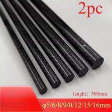 2pcs 3K plain glossy solid carbon fiber rod diameter 5/6/8/9/0/12/15/16mm 500mm