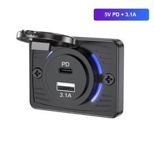 12V-24V Dual USB QC3.0 PD 5V 3.1A Car Charger Socket Fast Charge Outlet , 1pc