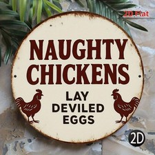 2D Flat,Rustic Farmhouse Chicken Flock Wall Art Tin Metal Signs Home D cor 8x8