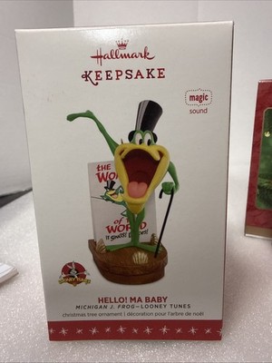 2016 Hallmark Hello! Ma Baby Michigan J. Frog Looney Tunes MAGIC Ornament NEW! 