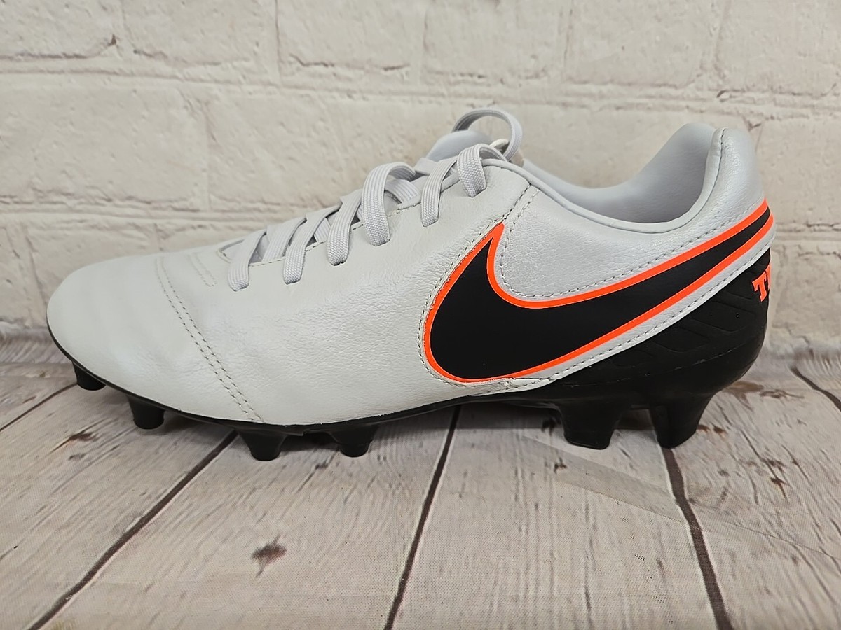 Nike Tiempo Mystic V FG Men's Leather Soccer Cleats Platinum Black