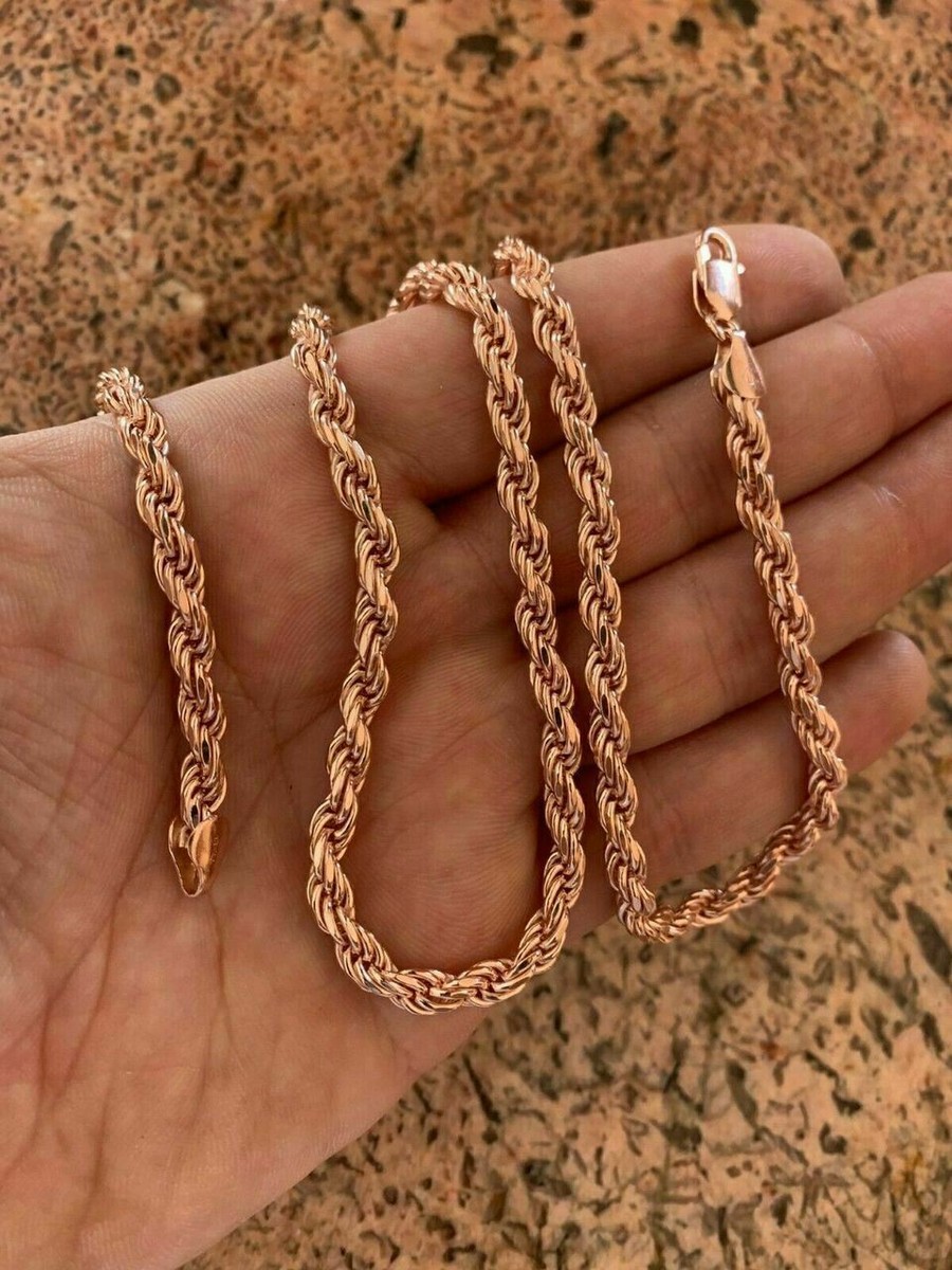5mm 14K Gold Rope REAL Solid 925 Silver Necklace Bracelet Italy