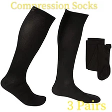 3Pairs Diabetic Over The Calf Socks Full Cushioned Sole Non Binding Top Unisex