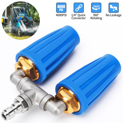360° Rotating Pressure Washer Dual Turbo Nozzle 1/4'' Quick Connector 2.5 Orifice