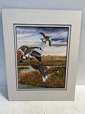 - 11x14 Hand Drawn Original Painting Zola Reed 2002 Canadian Geese Waterfowl 