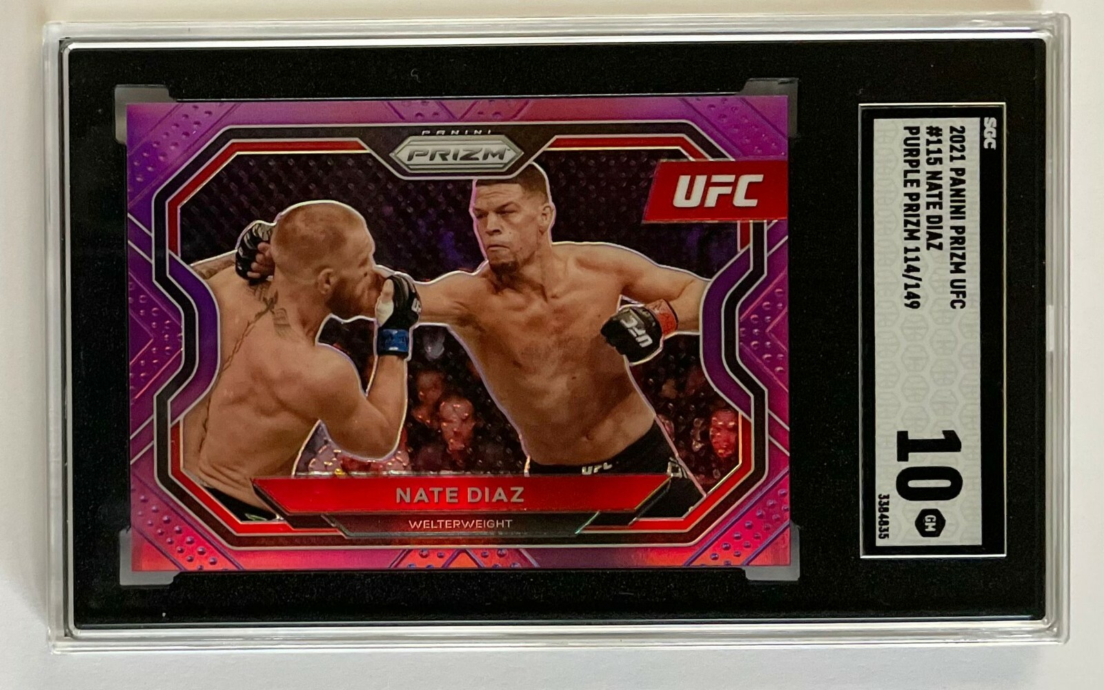 Nate Diaz Purple Prizm Refractor /149 - 2021 Panini Prizm UFC Debut #115 SGC 10