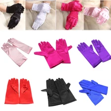 Short Stretch Satin Bridal Wedding Prom Dress Halloween Costume Opera Gloves US