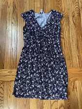Women's Ann Taylor LOFT Purple Black White Dress, Size Small
