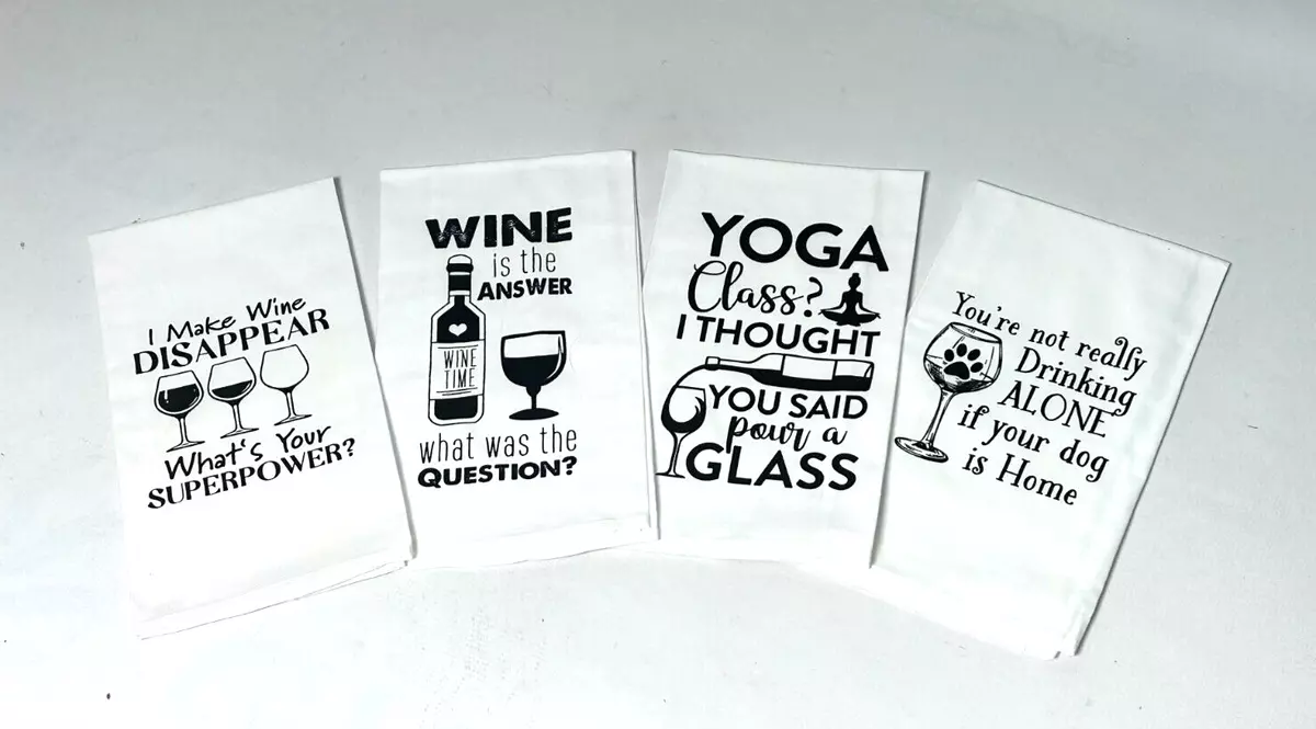 Cooking Up Laughs Decorative Kitchen Towels Funny Kitchen Towels Wine  Sayings