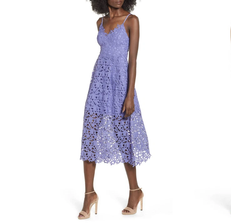 ASTR The Label Women’s Lavender Lace Midi Dress A Line Fit Flare Sleeveless Sz s