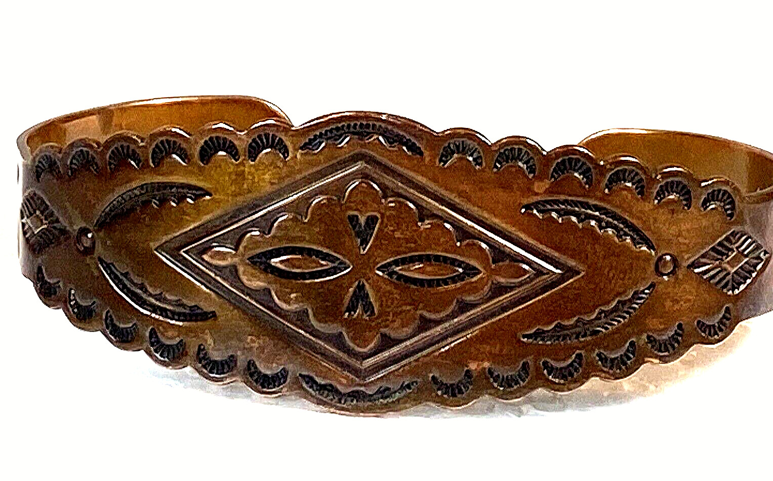 Solid Copper Southwest Style Open Cuff Bracelet B… - image 1
