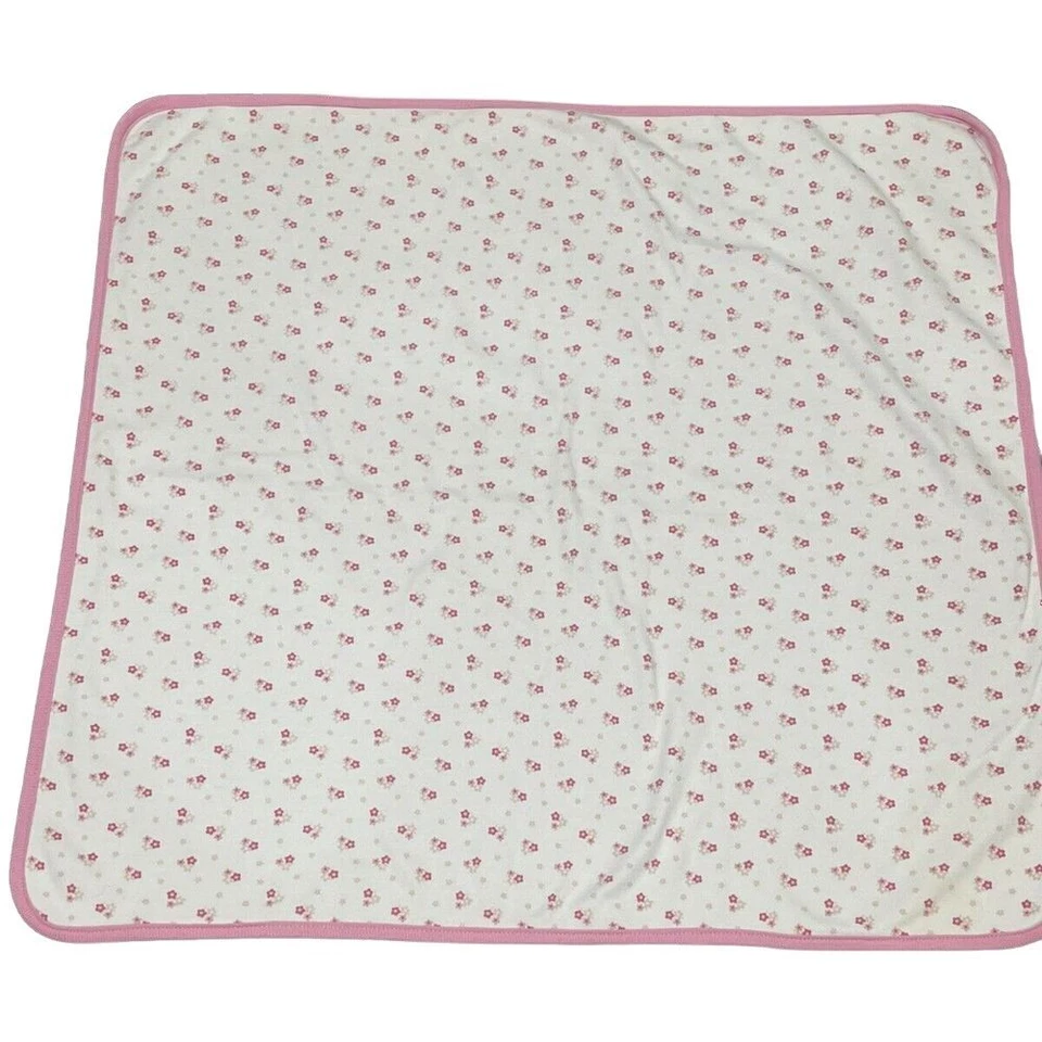 Manta bebé niña rosa blanca floral flor algodón Foto 2 de 4