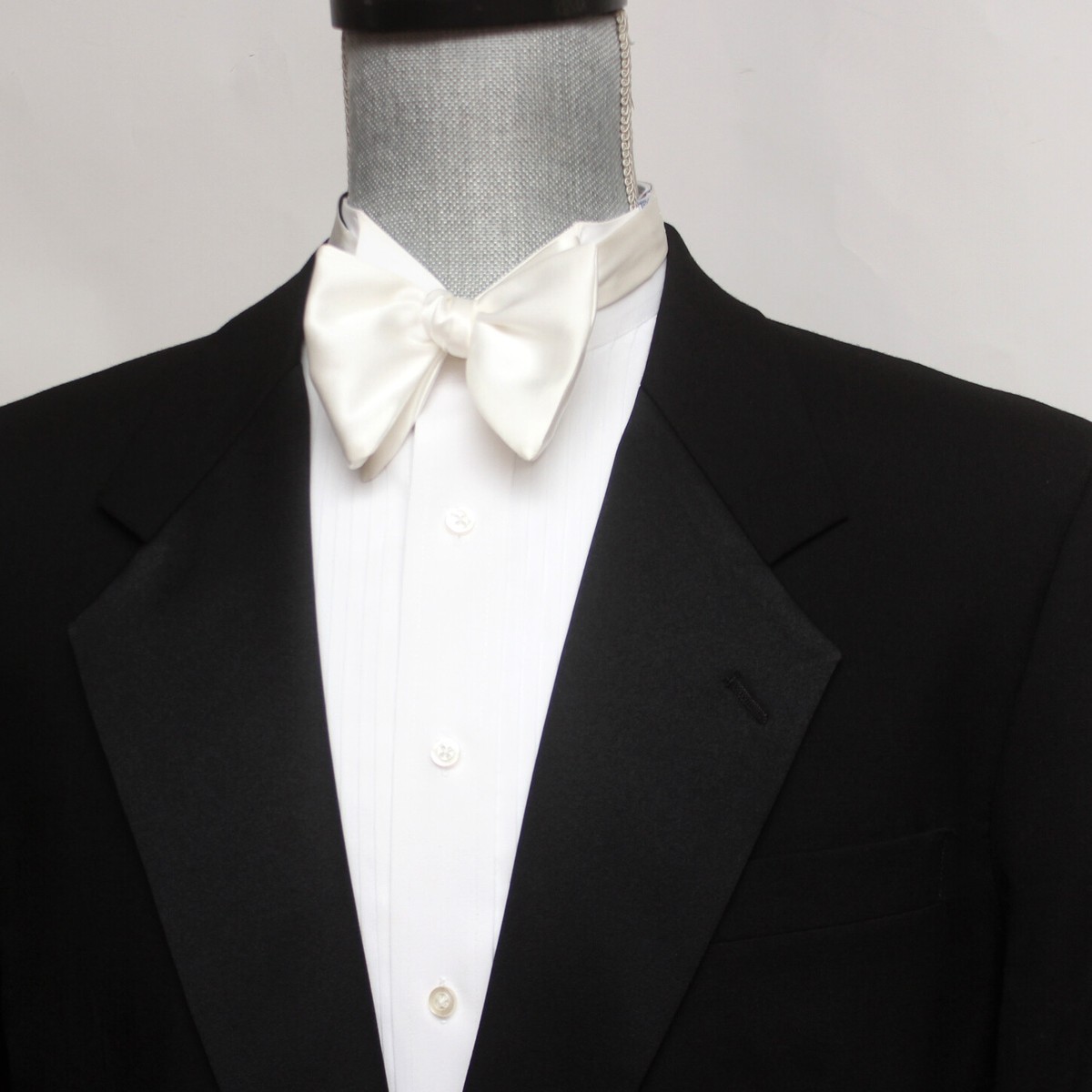 white silk self tie bow tie