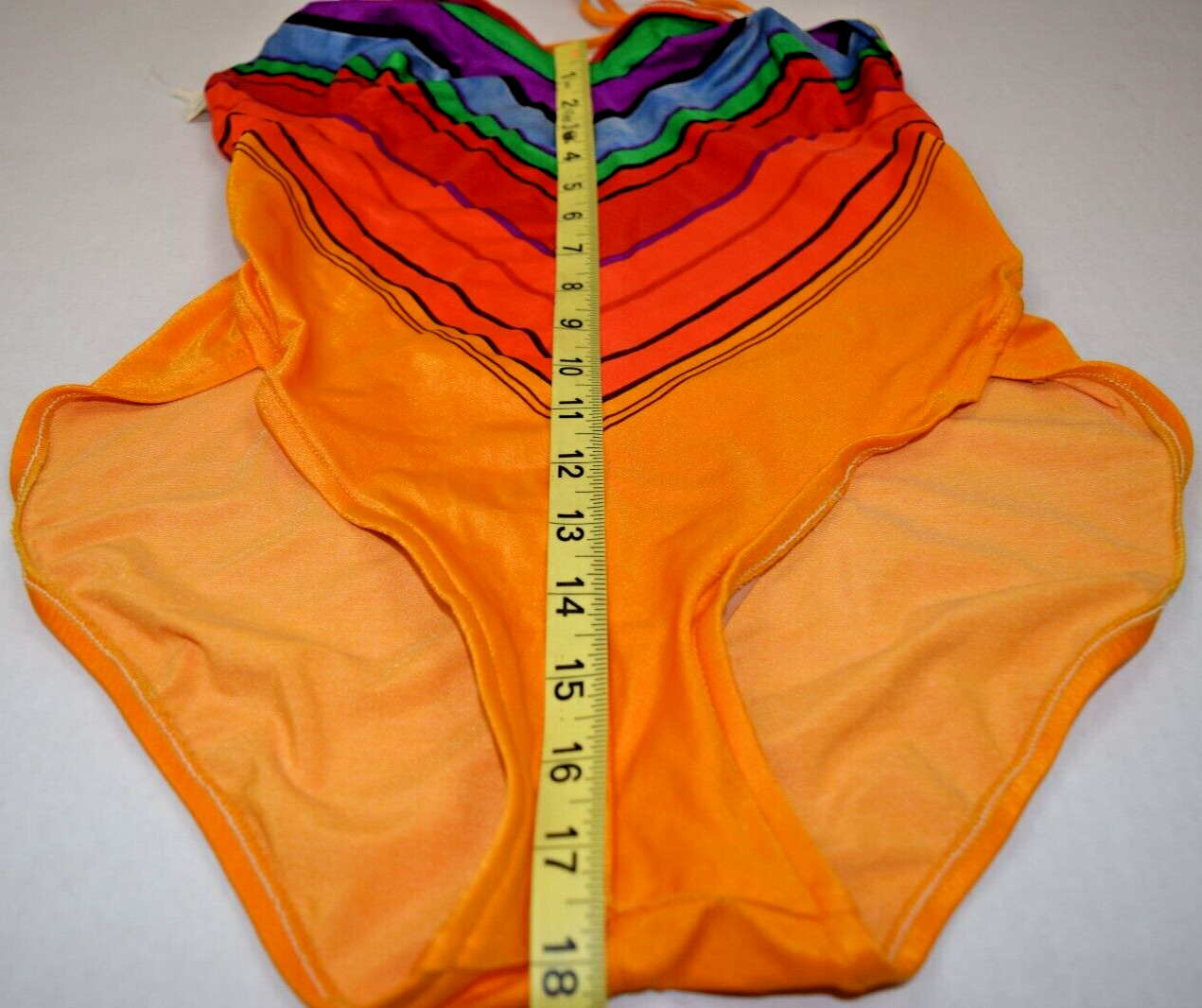 Swimsuit VTG 70s Dukes Hazard Orange Red Chevron … - image 10