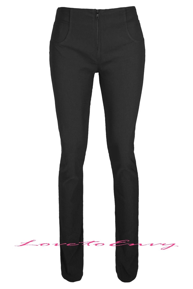 Ladies Girls Womens Black School Work Trousers Quality Stretch Skinny Work  Pants