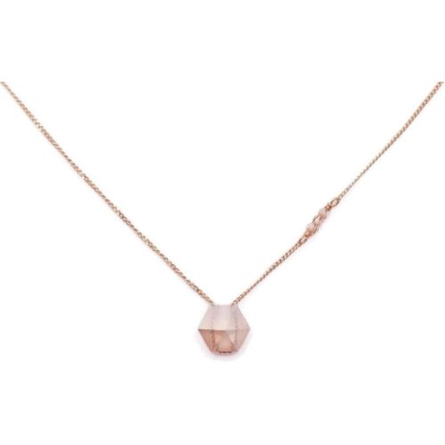 Chan Luu Faceted Hexagon Golden Shadow Crystal Gold Plated Pendant Necklace NWT