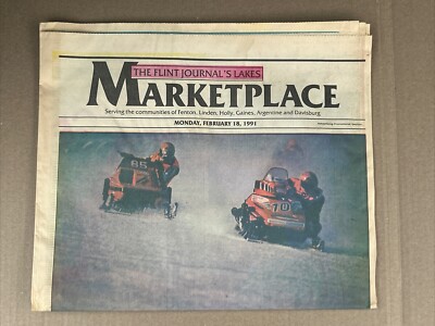Flint journal marketplace February 18, 1991 Snowmobile Racing Newspaper