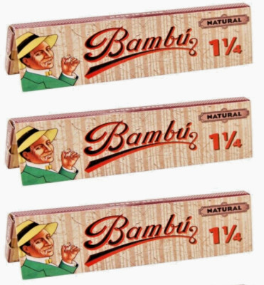 3x Bambu Classic Natural 1 1/4 Rolling Papers 100% Authentic 3/PKS USA Shipped!