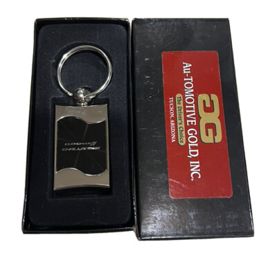DODGE CHALLENGER Rectangle Wave Key Fob Ring Keychain Black NEW IN BOX