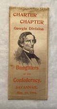 1894 Jefferson Davis Portrait Ribbon Daughters Of The Confederacy Savannah, GA. 
