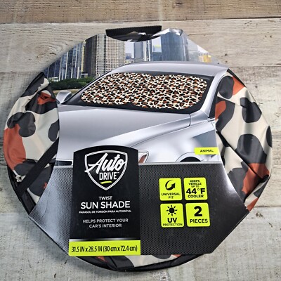 Auto Drive Car Windshield Twist Sun Shade Animal Leopard Spots Universal Fit New