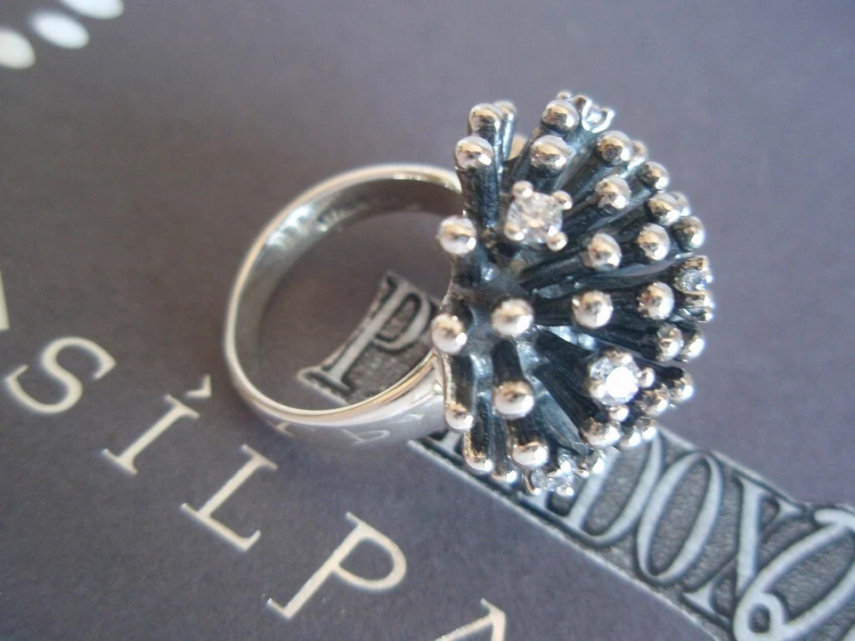 SILPADA RARE Retired BRUTALIST Sterling Silver 925 Starburst CZ Ring Sz 6+ R2762 - Image 4 of 4