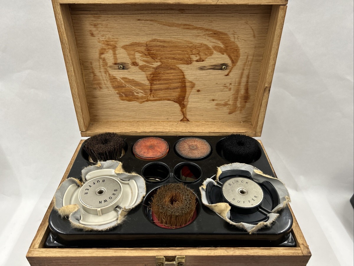 Ronson Roto Shine Magnetic Shoe Shine Box & Attachments Tested