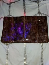 Vintage Snakeskin Clutch Flap Snap Burgundy Purse by Clemente Gorgeous