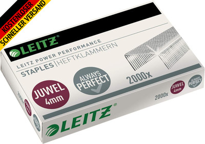 Leitz Juwel Heftklammern 4 Mm, Box Mit 2000 Stück, Verzinkt, 56400000