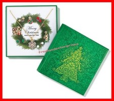 Christmas Necklace Wreath Necklace and Earring Holiday Gift Set Circa 2016 NIB