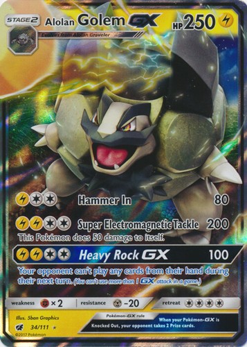 Pokemon - Alolan Golem GX - 34/111 - Ultra Rare - Sun & Moon Crimson Invasion -