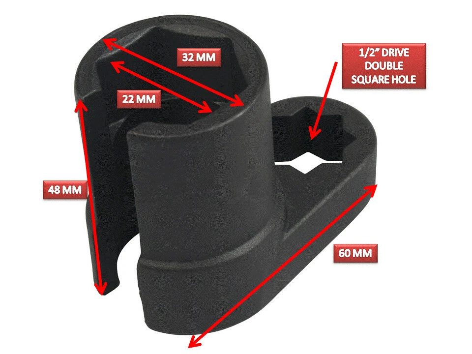 Universal Black 22mm 1/2'' Oxygen Sensor Socket Wrench Removal Tool For Car SUV Foto 2 de 4