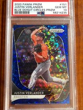 2020 panini prizm Justin Verlander blue donut circles /199 PSA 10 GEM MT