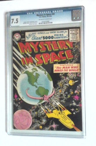 MYSTERY IN SPACE  # 34 CGC 7.5  1956 EARLY SILVER AGE! - Foto 1 di 4