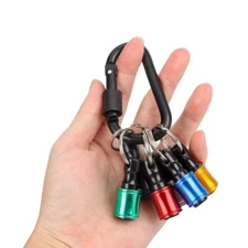 6Pcs Hex Bit Keyring Holder Socket Key Tool Screwdriver 1/4 Impact Driver Gun US