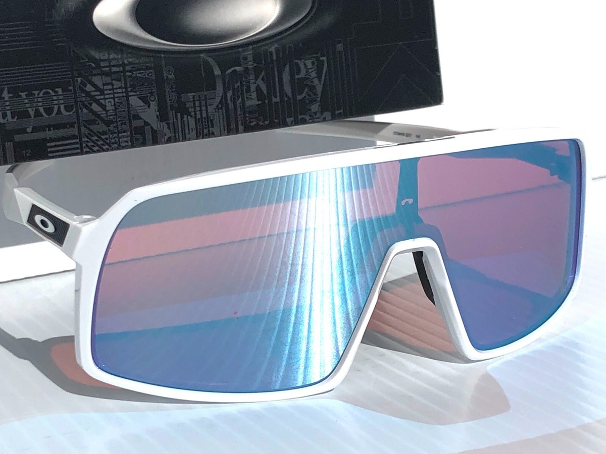 NEW Oakley SUTRO Shiny WHITE w PRIZM Sapphire Blue Snow Sunglass