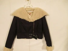 J J Winter Assymetric Faux Shearling Jacket S Black NWT