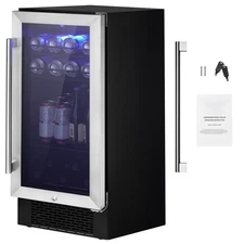 15"/24" Wine Cooler 30-154 Bottle Built-in Wine Fridge w/ LED Light & Lock