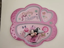 Zak! Designs Disney Minnie Mouse Dancing In Blossoms Kids Melamine Divided Plate