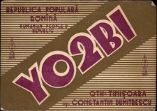 QSL radio card YO2BI 1964 Timisoara Romania USSR Constantin D Large Letters