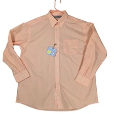 Marks  Spencer Men's Orange Check Non-Iron Button Down 16 1/2 33 1/2 Business