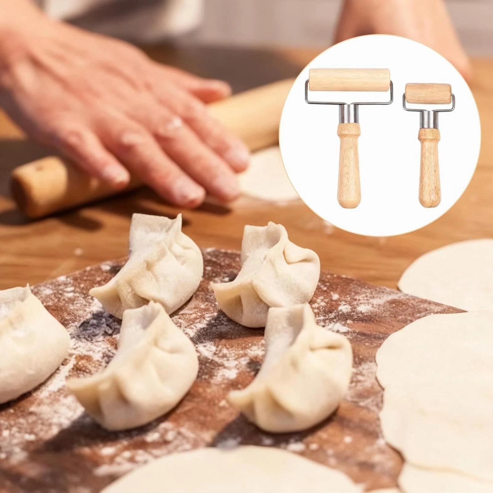 2x Wooden Rolling Pin Easy to Clean Baking Essential for Baking Home Cooking
Opens in a new window o