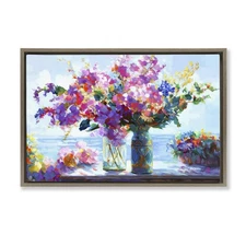 Ocean Breeze Blossoms Framed Floater Canvas Wall Art Design by Leon Devenice