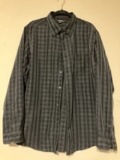 mens george black striped button up shirt sz xl 46-48
