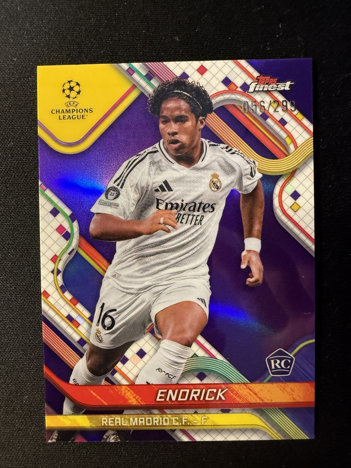 2024-25 Topps Finest Uefa Club Competitions - Endrick #100 Purple Refractor /299