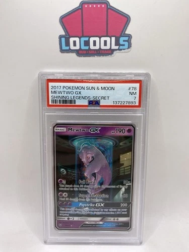2017 POKEMON SUN & MOON SHINING LEGENDS SECRET #78 MEWTWO GX PSA 7