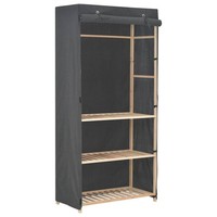 3-Stufiger Kleiderschrank Grau 79 X 40 X 170 Cm Stoff