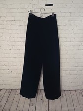 Vtg Black Velvet Wide Leg Trouser 8P Silk Blend Y2K Whimsygoth CorporateGoth