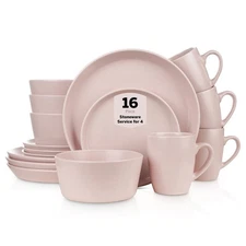 Stone Lain Albie Stoneware 16-Piece Modern Dinnerware Set Kitchen Plates and